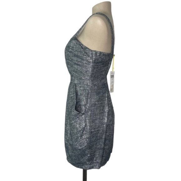 NWT BCBGeneration Teal Silver Combo Cocktail Mini Dress Women's Size 0 - Picture 2 of 8